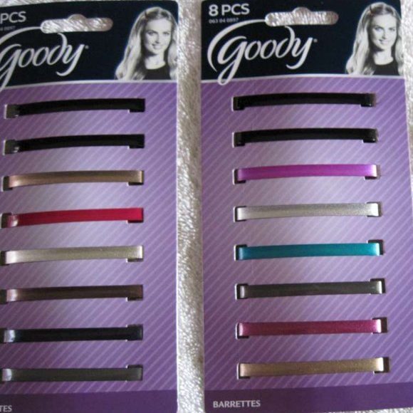 8 Goody 2 1/4" Painted Metal Stay Tight Put Hair Barrettes Secure Clasp Flat Bar - Picture 10 of 11